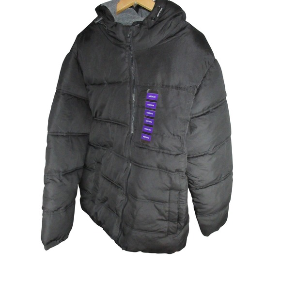 Berkley Jensen Other - Berkley Jensen Mens Quilted Puffer Jacket Black Water Resistant Hooded Medium
